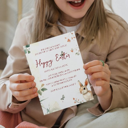 バニーと蝶のフローラハッピーイースター 招待状
