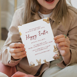バニーと蝶の年間ハッピーイースター 招待状