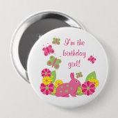バニーと蝶ガールズ誕生日ボタン 缶バッジ (正面&裏面)