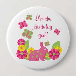 バニーと蝶ガールズ誕生日ボタン 缶バッジ