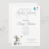 バニーと蝶ベビーシャワー招待状 招待状 (正面/裏面)