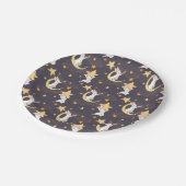 バニーと金ゴールドスターズオングレー ペーパープレート (アングル)