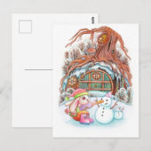 バニーと雪だるま ポストカード (正面/裏面)