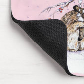 バニーと雪の鳥 マウスパッド (コーナー)