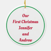 バニーと鳥の雪の楽しむクリスマスカスタム セラミックオーナメント (裏面)