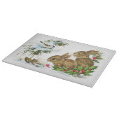 バニーと鳥の雪の楽しむクリスマス カッティングボード (角)