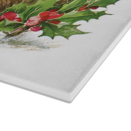 バニーと鳥の雪の楽しむクリスマス カッティングボード (角)