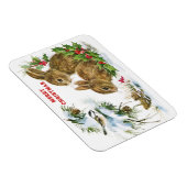 バニーと鳥の雪楽しむメリークリスマス マグネット (右側)