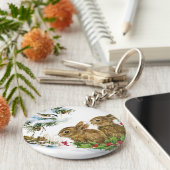 バニーと鳥楽しむの雪 キーホルダー (側面)