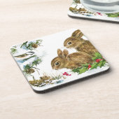 バニーと鳥楽しむの雪 コースター (左側)