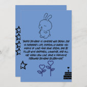 バニーと2月のブルーハッピーバースデーカード シーズンカード (正面/裏面)