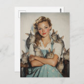 バニーに囲まれた少女 ポストカード (正面/裏面)