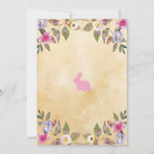 バニーのイースターパーティーの花のヴィンテージのピンクの招待 招待状 (裏面)