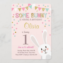 バニーのイースター春の誕生日の招待状 招待状
