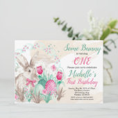 バニーのイースター水彩画の誕生日 招待状 (スタンド正面)