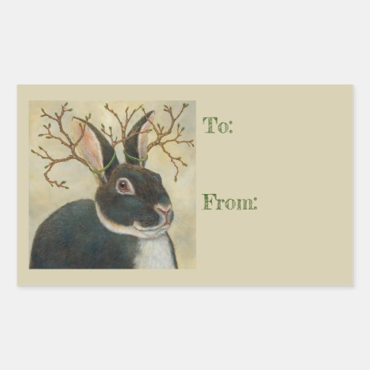 バニーのギフトステッカーのバーナード 長方形シール (正面)