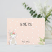 バニーのサンキューカードのイースターピンクの女の子 サンキューカード (スタンド正面)