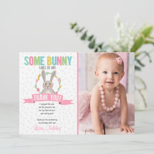 バニーのサンキューカードの誕生会の女の子 サンキューカード (スタンド正面)
