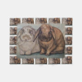 バニーのスケッチのウサギ動物の芸術 フリースブランケット (正面(横))