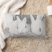 バニーのスケッチの枕 ランバークッション (ブランケット)