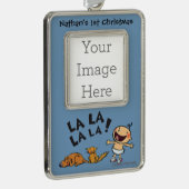 バニーのスリッパを持つレスリーPatricelliの歌うベビー シルバープレートフレームオーナメント (右)