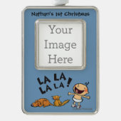 バニーのスリッパを持つレスリーPatricelliの歌うベビー シルバープレートフレームオーナメント (正面)