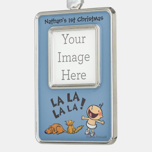 バニーのスリッパを持つレスリーPatricelliの歌うベビー シルバープレートフレームオーナメント (左)