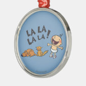 バニーのスリッパを持つレスリーPatricelliの歌うベビー メタルオーナメント (左)