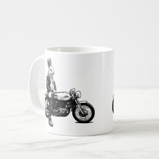 バニーのバイクもしくは自転車に乗る人 コーヒーマグカップ (正面左)