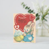 バニーのバレンタインを掃除するヴィンテージ シーズンポストカード (スタンド正面)