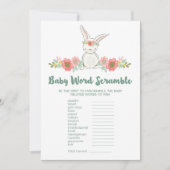 バニーのベビーシャワーの単語の争奪のゲームカード 招待状 (正面)