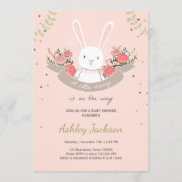 バニーのベビーシャワーの招待のウサギの春の花柄 招待状