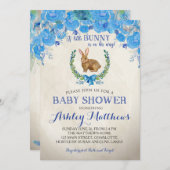 バニーのベビーシャワーの男の子の美しい花の招待状 招待状 (正面/裏面)