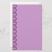 バニーのボーダー: 薄紫の紫色 便箋 (正面/裏面)