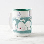 バニーのメールや文字を打つのマグ(ティール(緑がかった色)) ツートーンマグカップ (正面左)