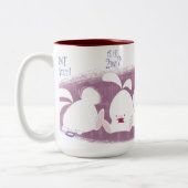 バニーのメールや文字を打つのマグ(ピンク) ツートーンマグカップ (左)