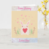 バニーの中には可愛いバレンタインデーハートが大好き カード (黄色い花)