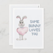 バニーの中には君を愛するものもいる。かわいいウサギ。キッズバレンタイン シーズンポストカード (正面/裏面)