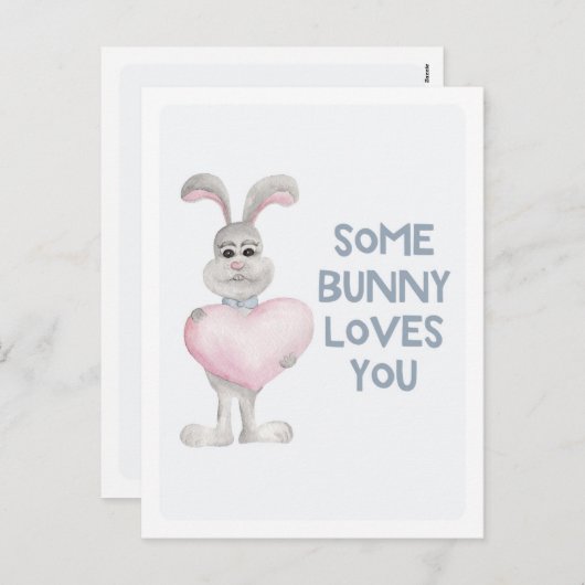 バニーの中には君を愛するものもいる。かわいいウサギ。キッズバレンタイン シーズンポストカード (正面/裏面)