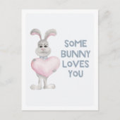 バニーの中には君を愛するものもいる。かわいいウサギ。キッズバレンタイン シーズンポストカード (正面)