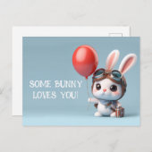 バニーの中には、かわいいウサギのバレンタインデーが大好き ポストカード (正面/裏面)
