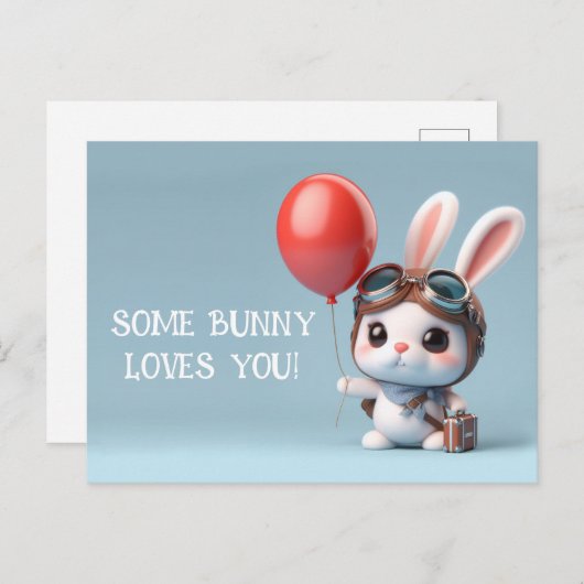 バニーの中には、かわいいウサギのバレンタインデーが大好き ポストカード (正面/裏面)