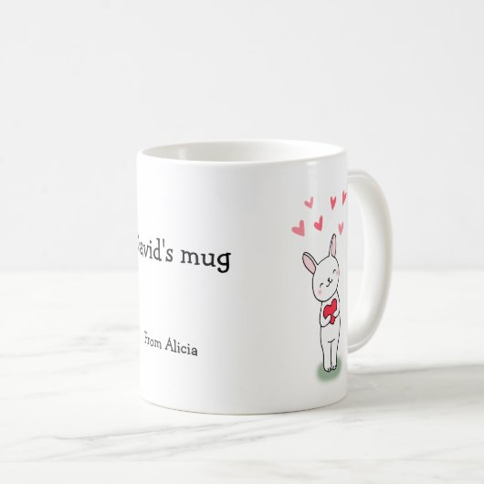 バニーの中には、かわいい名前をカスタムするマグ コーヒーマグカップ (正面右)
