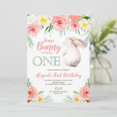バニーの初誕生日招待の女の子フローラ 招待状 (スタンド正面)