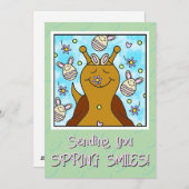 バニーの卵のイースターと可愛いカタツムリ | シーズンカード (正面/裏面)