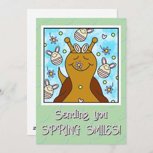 バニーの卵のイースターと可愛いカタツムリ | シーズンカード (正面/裏面)