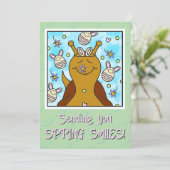 バニーの卵のイースターと可愛いカタツムリ | シーズンカード (スタンド正面)