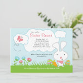 バニーの卵の狩りのイースターブランチのパーティの招待状 招待状 (スタンド正面)