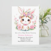 バニーの夢:赤パーソナライズされたちゃん女の子のシャワー 招待状 (スタンド正面)