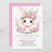 バニーの夢:赤パーソナライズされたちゃん女の子のシャワー 招待状 (正面/裏面)